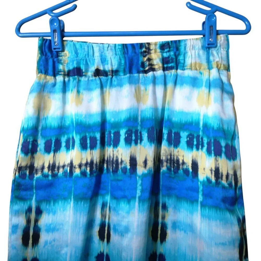 Banana Republic 100% Silk Skirt Size 6 Tie Dye Mini Skirt Pockets Hippie